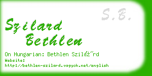 szilard bethlen business card